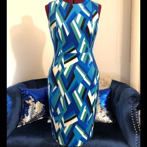 Blue patterned scuba dress